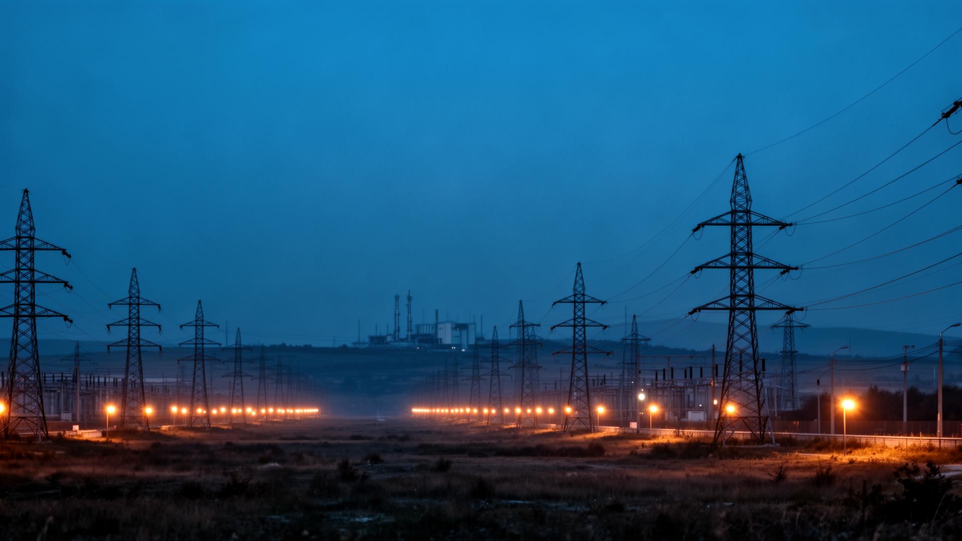 Industrial corridor at dusk near Plovdiv